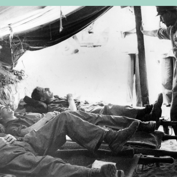 Lt Gen Oliver Leese , GOC ALFSEA, visits patients in a main dressing station