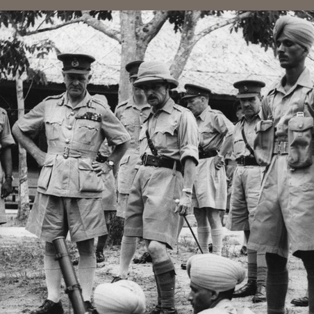  General Archibald Percival Wavell inspects a trench mortar section of a Dogra regiment during his visit to Singapore