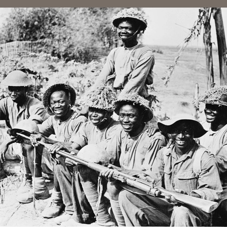  81 Division Recce Regiment - Japanese rifle and helmet - captured by soldiers from Sierra Leone