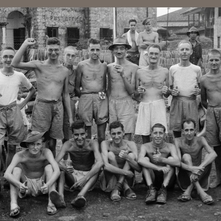 Liberated POWs photographed in Singapore, 6 September 1945