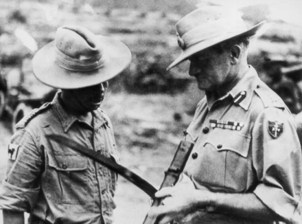 Field Marshal Slim with a member of the Fourteenth Army