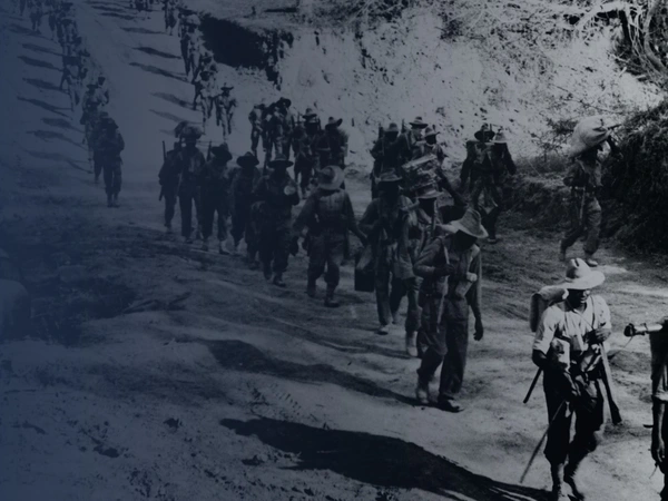 VJ DAY-THEMEHERO-1-ASSET-010 British infantry soldiers on the road to Kalewa, Burma