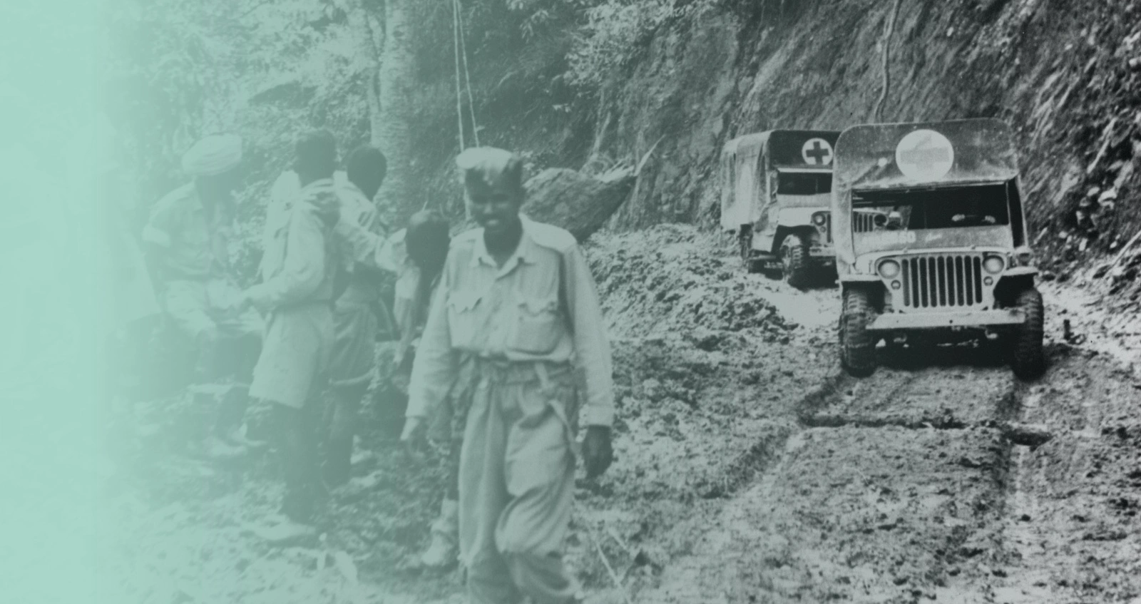 Jeep ambulances bring wounded to hospitals in Kohima