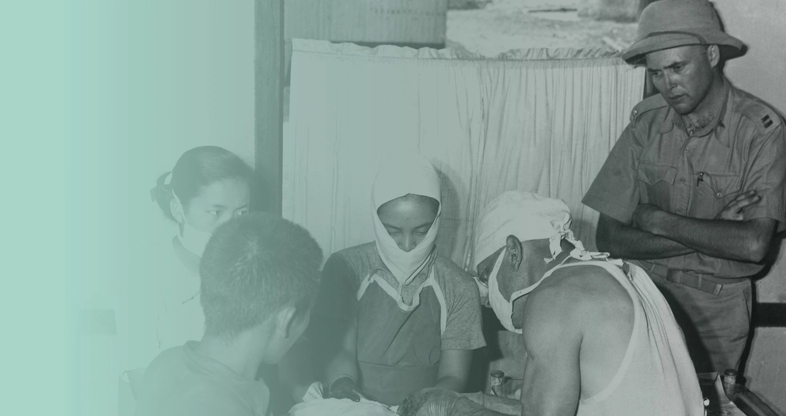 Injured soldier in field hospital