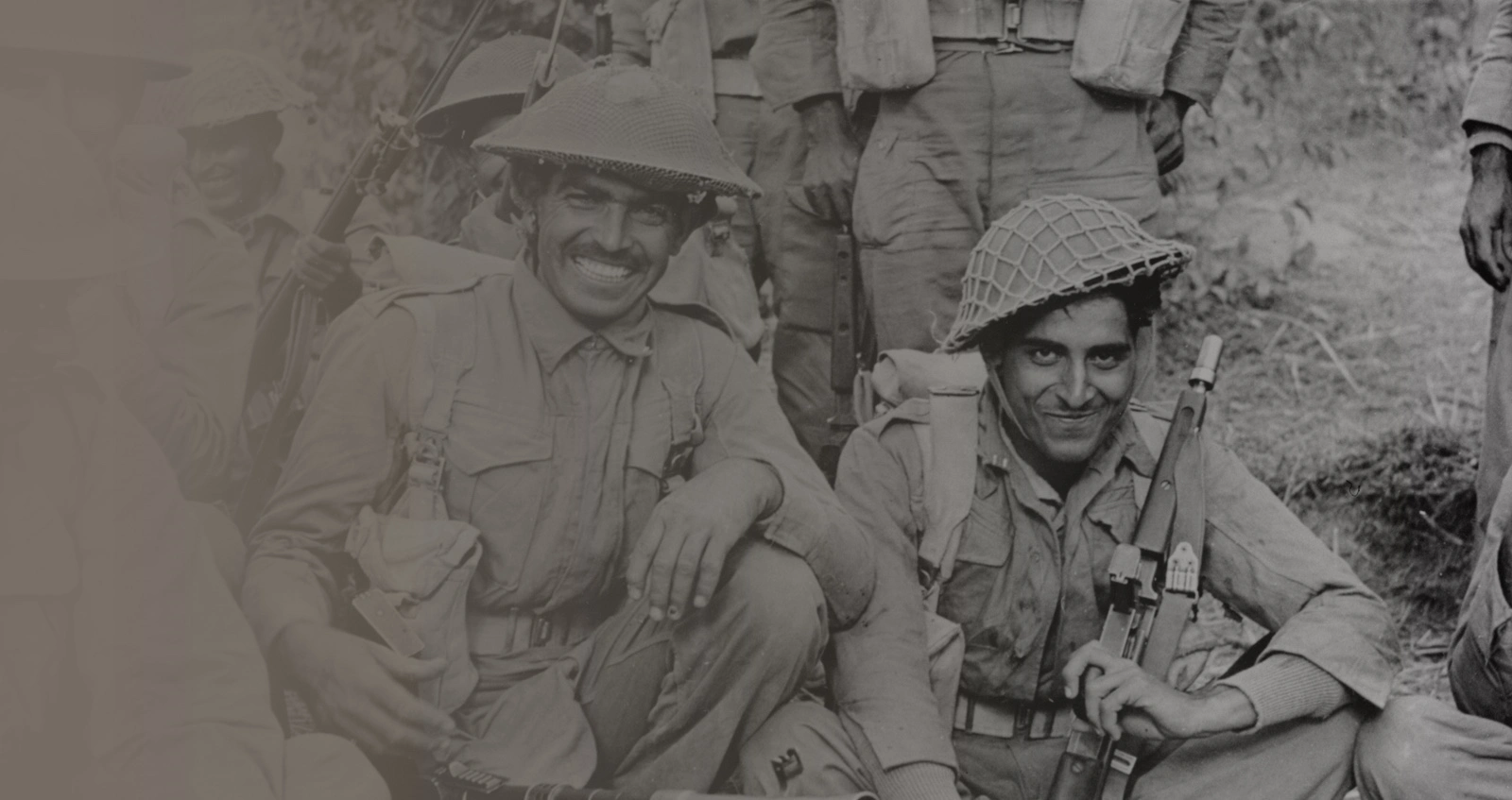 81 Division Recce Regiment - Japanese rifle and helmet - captured by soldiers from Sierra Leone.
