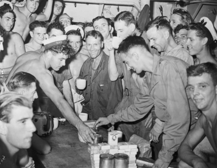 IWM A 030664 British Navy prisoners of war on their way to the repatriation ship