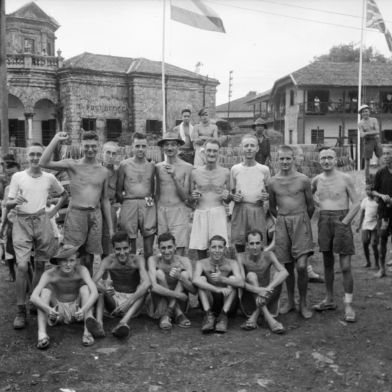 Liberated POWs photographed in Singapore, 6 September 1945