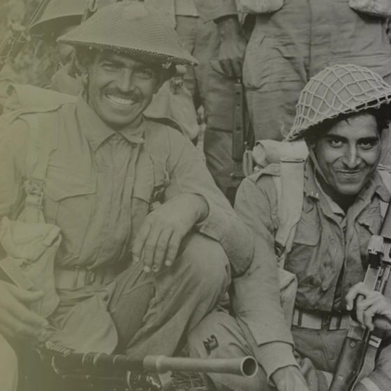 An Indian infantry section of the 2nd Battalion, 7th Rajput Regiment about to go on patrol on the Arakan front, Burma