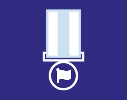 Blue medal icon with flag