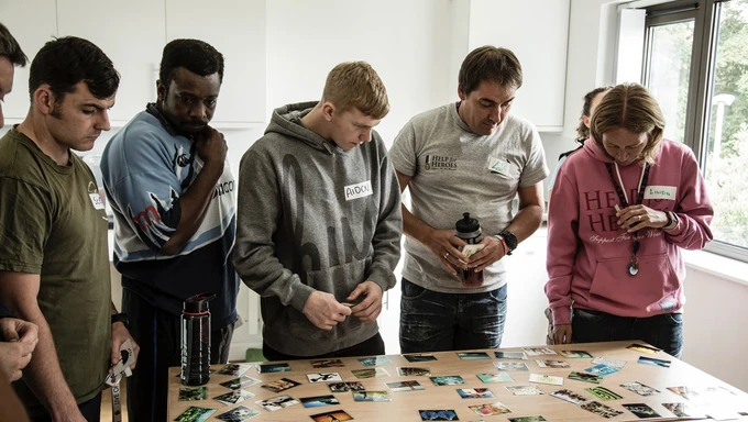 Participants doing a card sort at Battle Back Centre