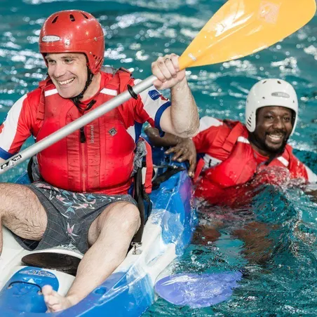 Battle Back Centre participants learning to kayak Battle Back Centre participants learning to kayak