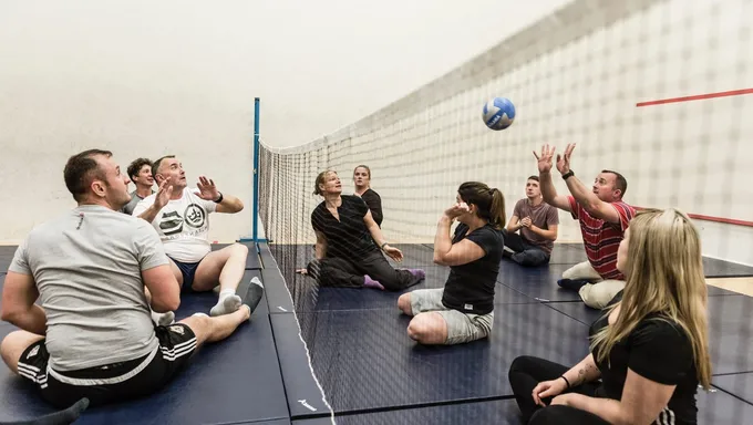 A game of seated volleyball at Battle Back Centre A game of seated volleyball at Battle Back Centre