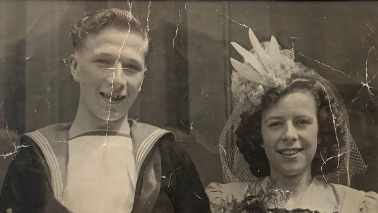 Alec Penstone and Gladys on their wedding day.
