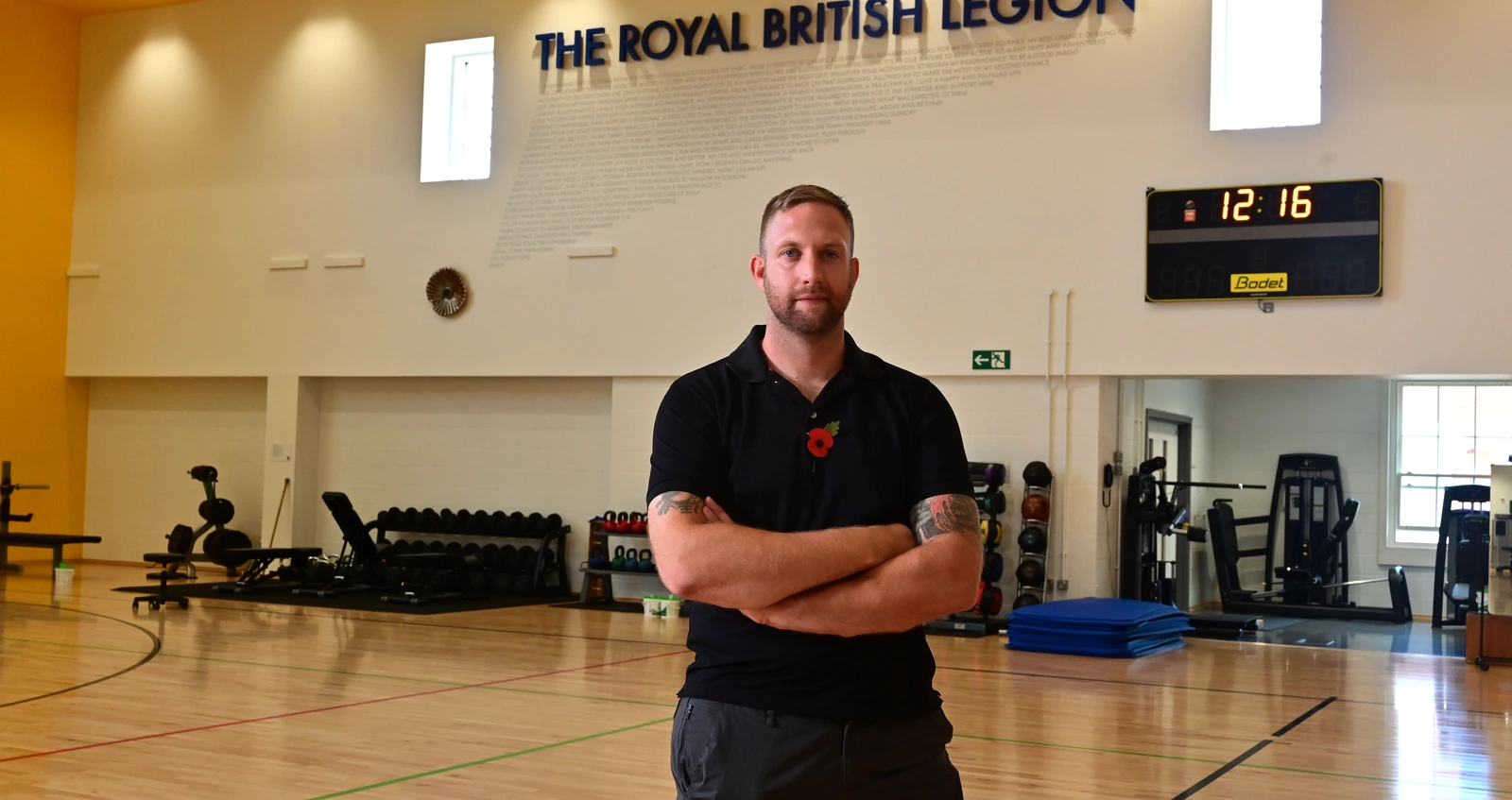 Andy Barlow standing in The Royal British legion gym