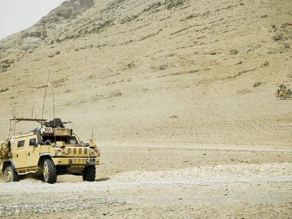 An armoured vehicle in the Kajaki desert.