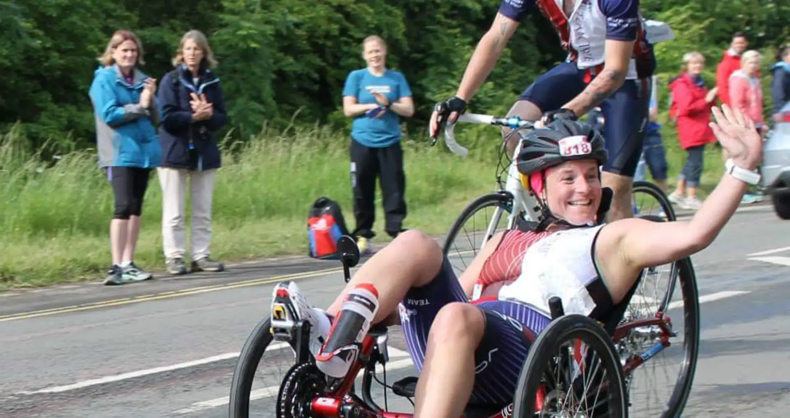 Anna taking part in a cycling event Anna taking part in a cycling event
