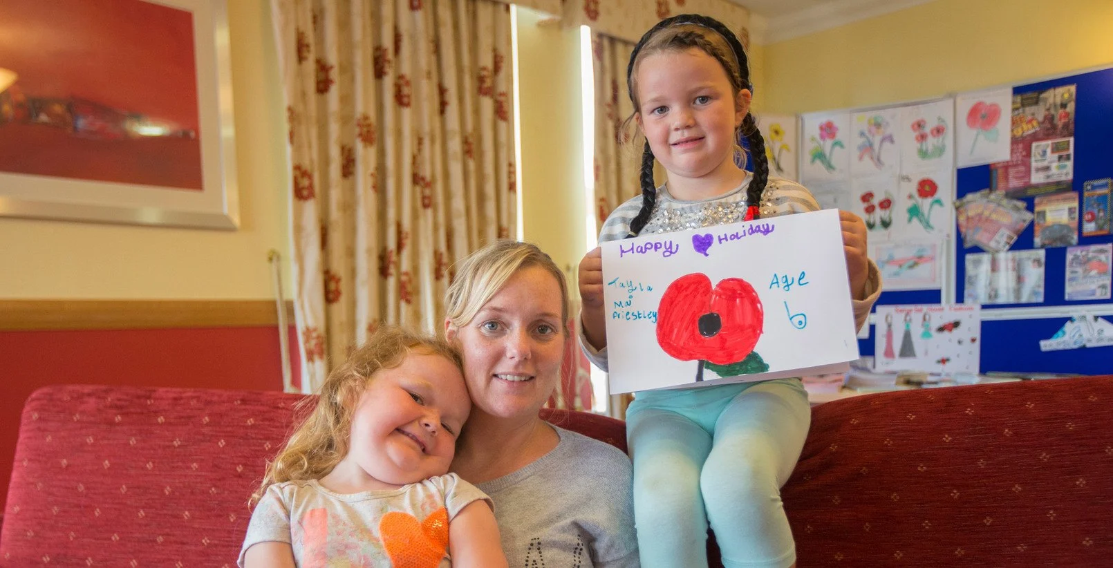 Melissa and her children on their family break