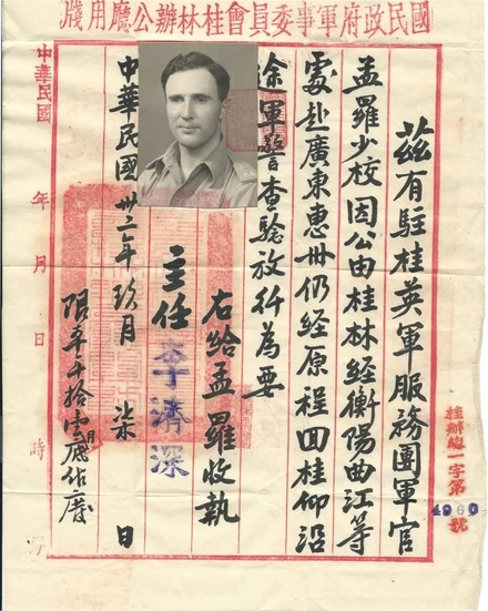 John Monro's Chinese travel pass