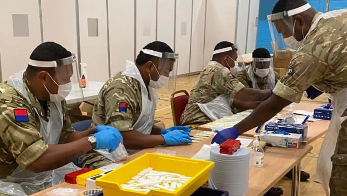 Troops from 4th Regiment Royal Artillery at Covid testing centre in Liverpool