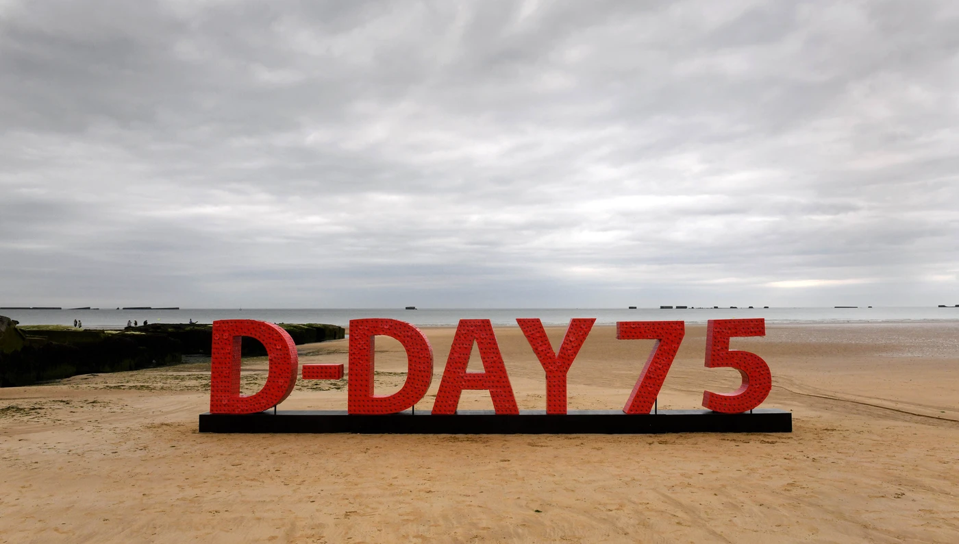 D-Day poppy installation on the beaches in Normandy