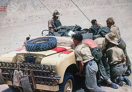 Denis Sparrow and company on patrol in Yemen.