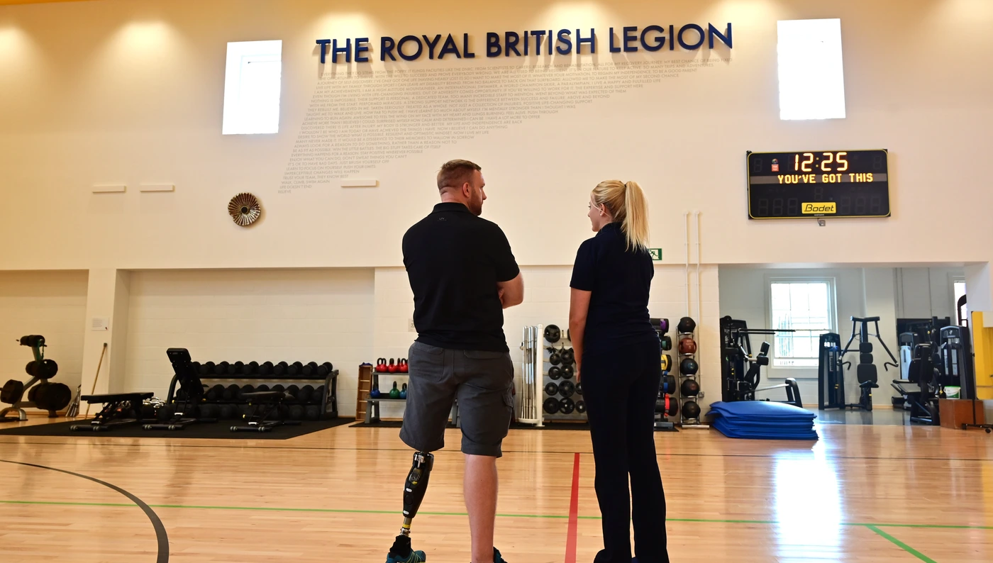 Andy and Sarah standing in The Royal British Legion gym
