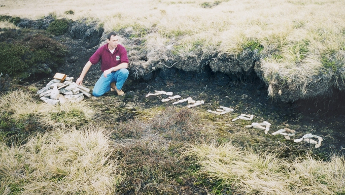 Trevor marking the spot where he had taken cover with Tim Jenkins