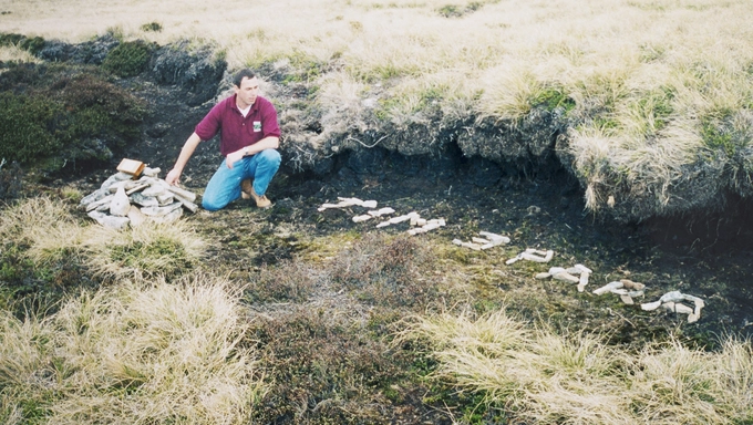 stories_trevor_bradshaw_on_return Trevor marking the spot where he had taken cover with Tim Jenkins