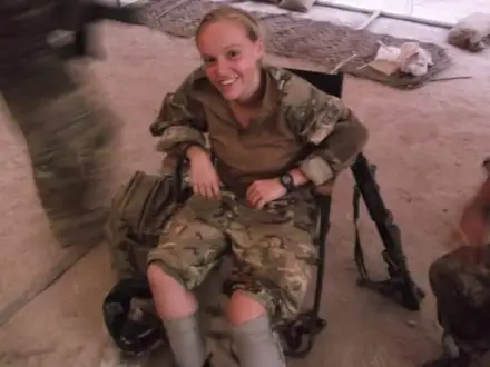 Hayley in her uniform in Afghanistan Hayley in her uniform in Afghanistan