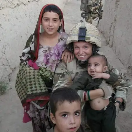 Hayley with children in Afghanistan 
