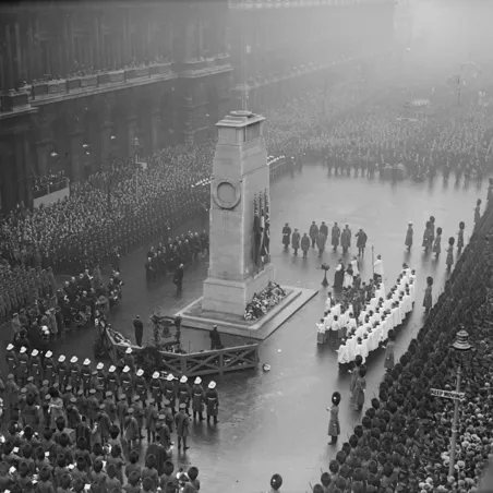 11th November 1928: The anniversary of the day that fighting ended in World War I at the Cenotaph, Whitehall. 11th November 1928: The anniversary of the day that fighting ended in World War I at the Cenotaph, Whitehall.