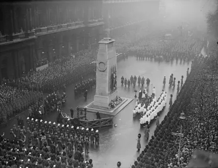 11th November 1928: The anniversary of the day that fighting ended in World War I at the Cenotaph, Whitehall. 11th November 1928: The anniversary of the day that fighting ended in World War I at the Cenotaph, Whitehall.