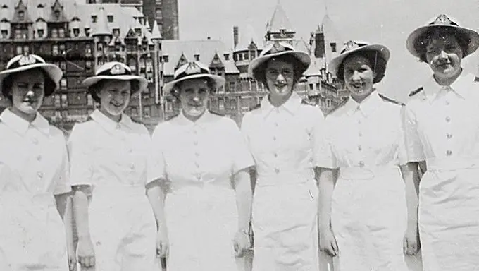 Jane Eldridge with fellow Officers in Quebec