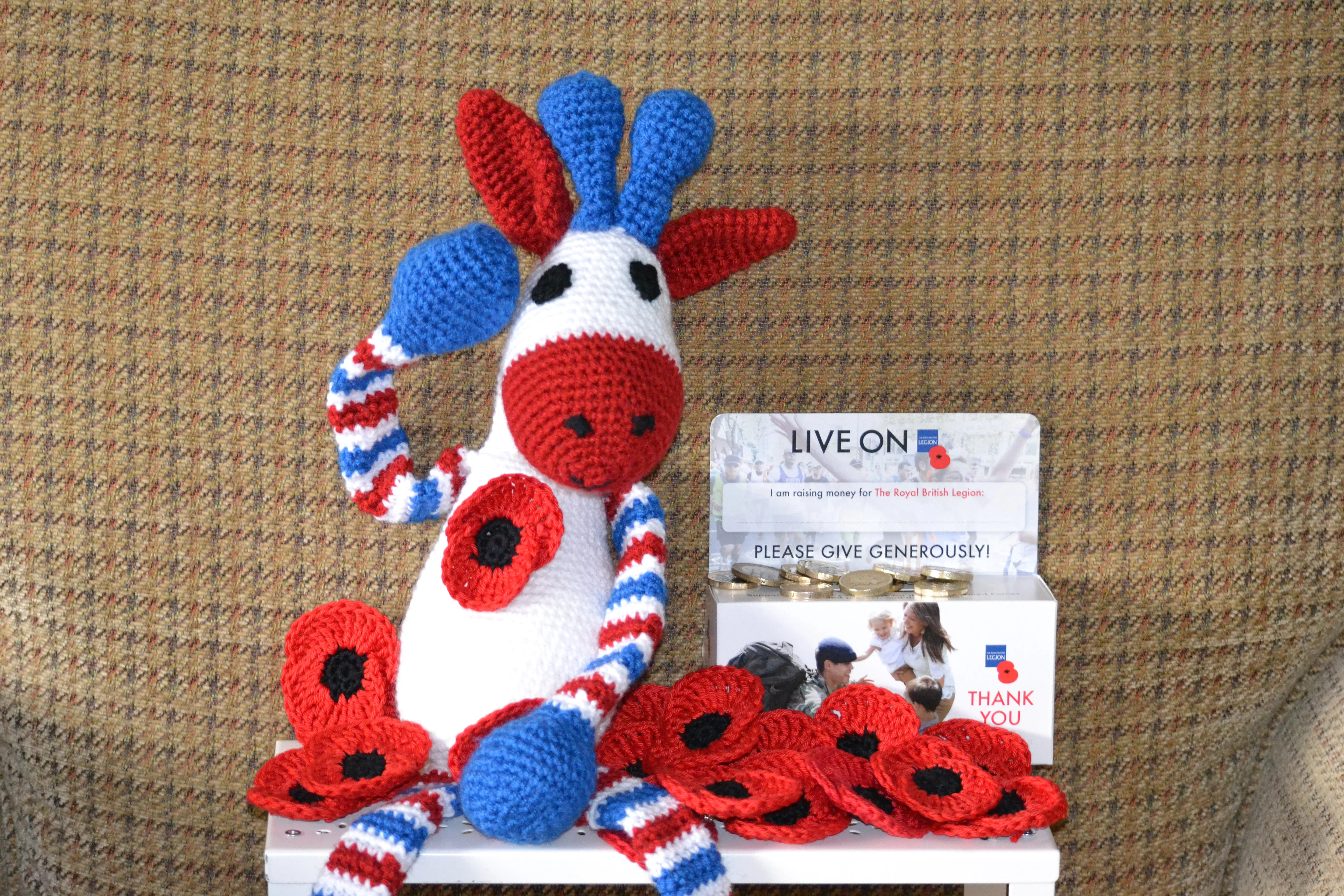All proceeds to Royal British Legion hand knitted ref 001 Poppy 