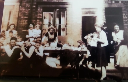 Joyce Hughes at a VE Day party 1 Joyce Hughes at a VE Day party 1