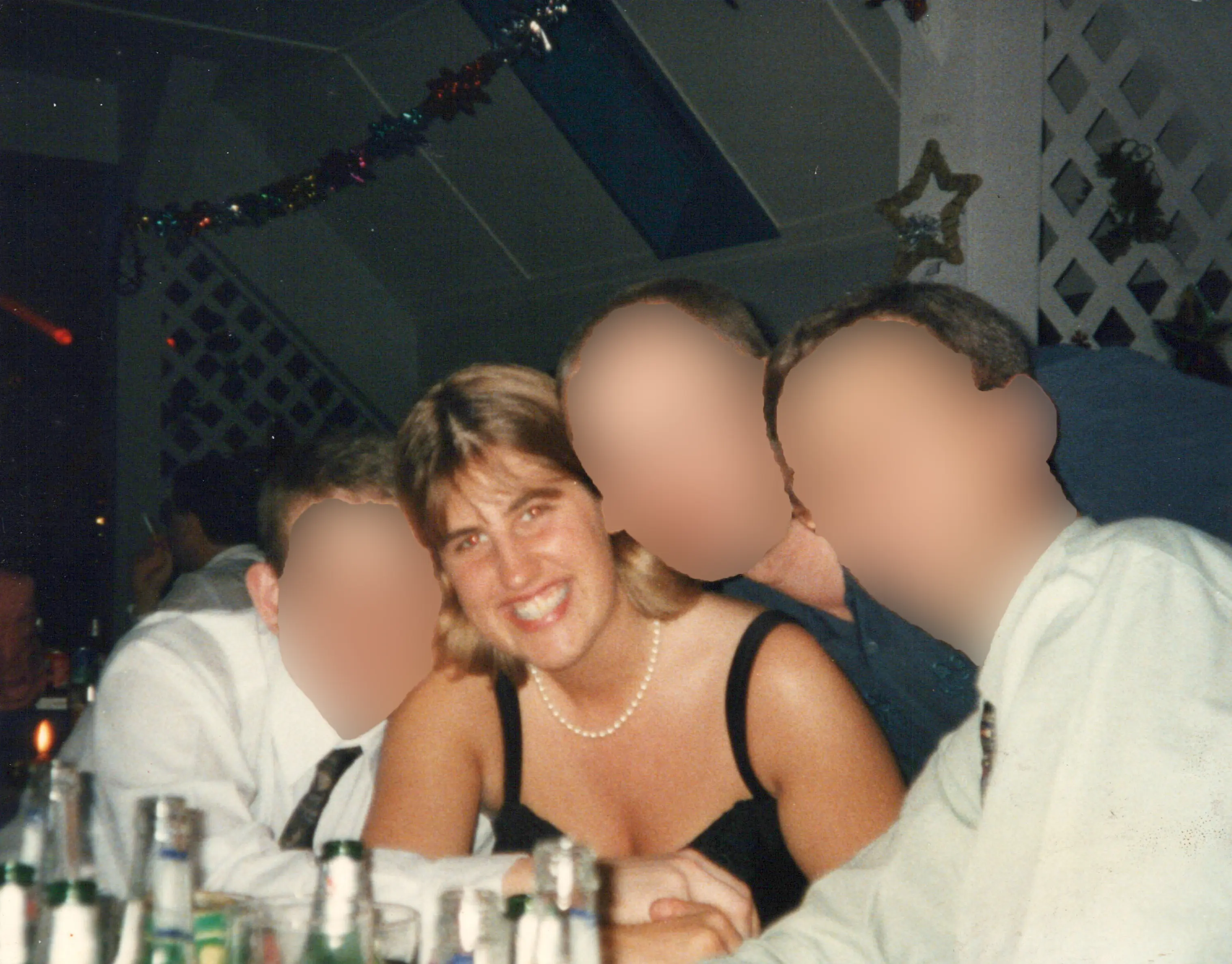 Kate Green sitting with 3 male friends