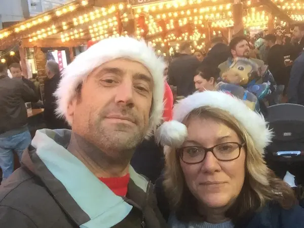 Martin Skirth and wife in Santa hats