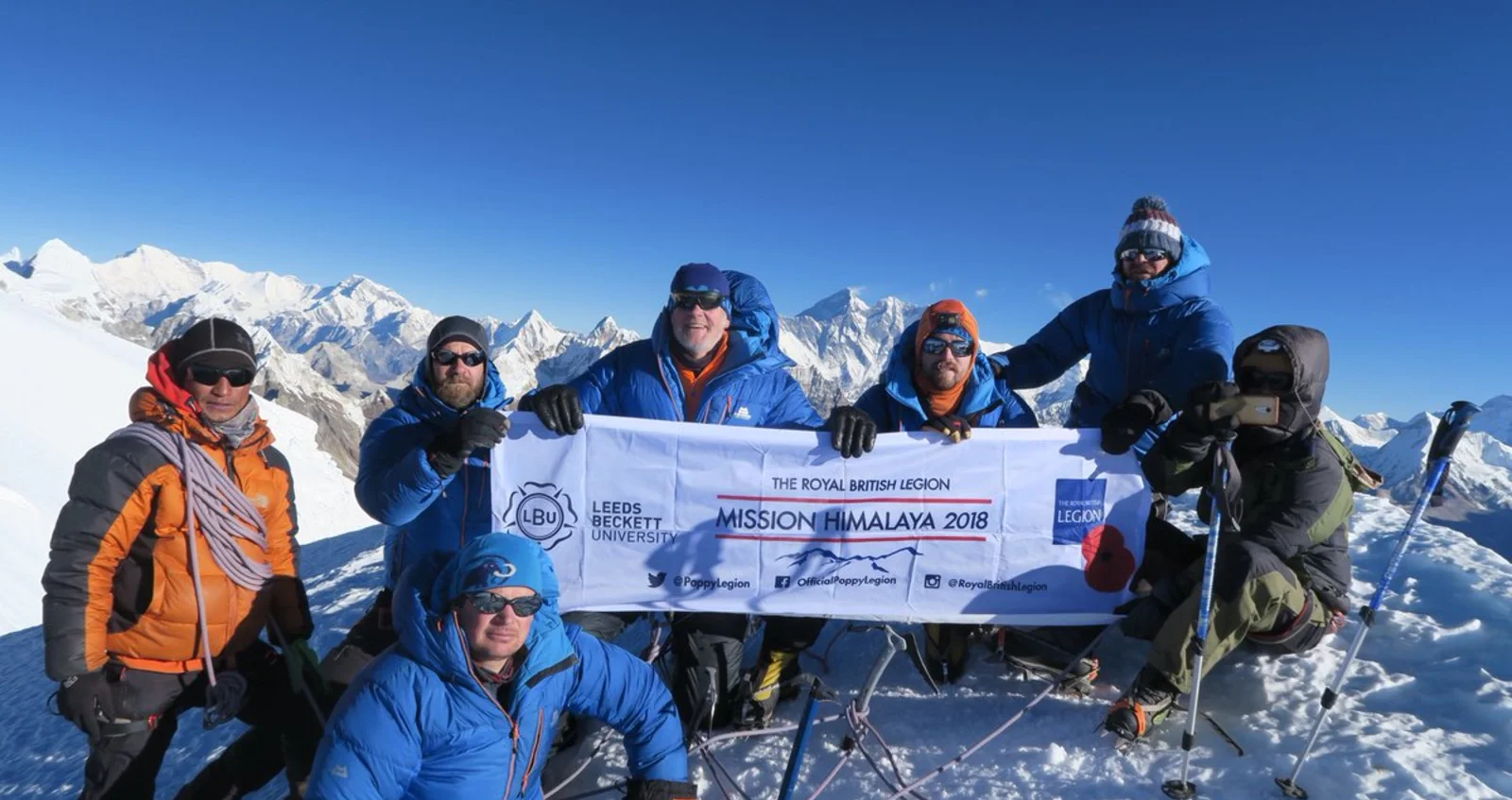 Members of the Mission Himalaya team at the summit of Mera Peak