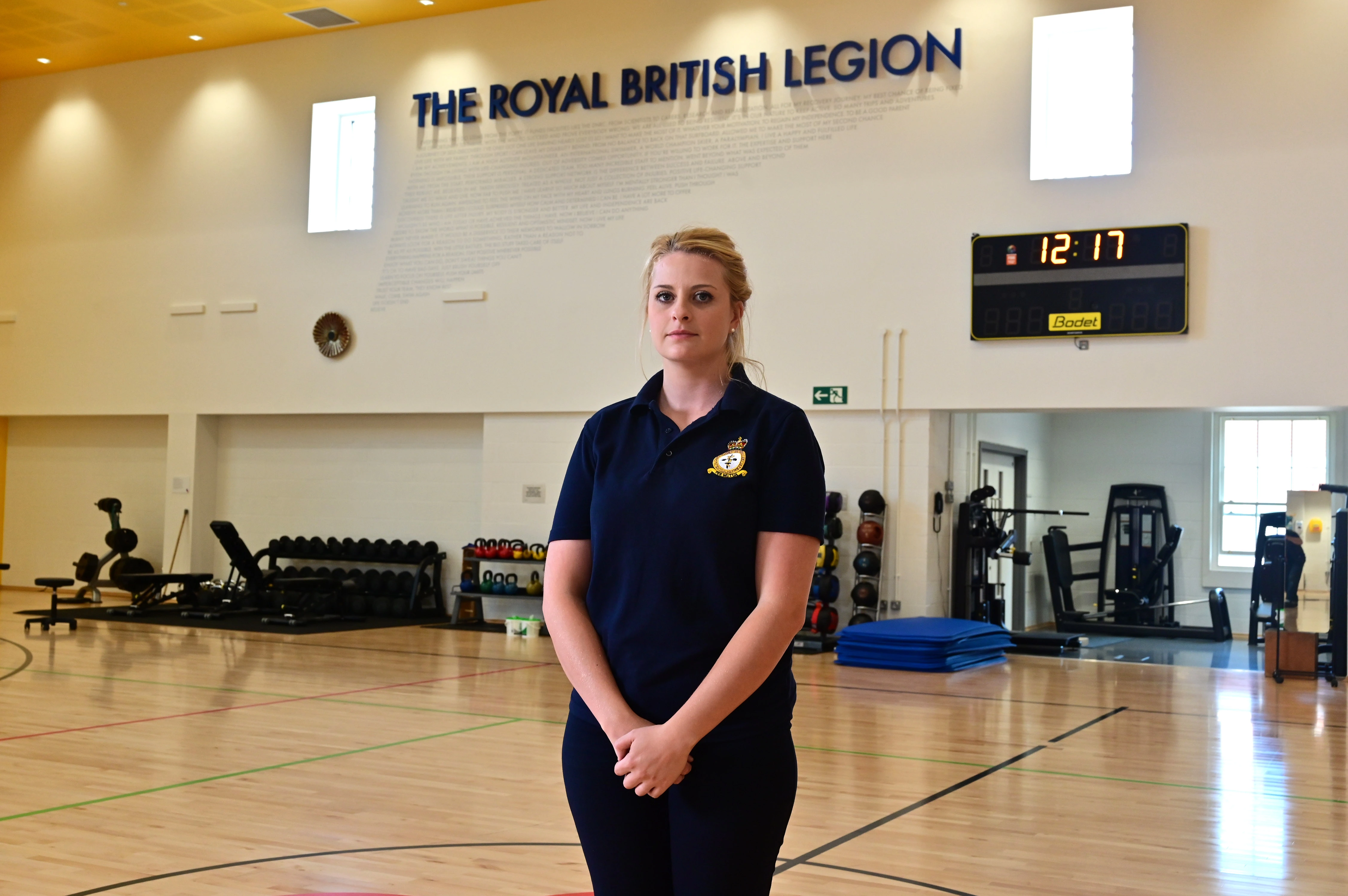 Sarah standing in the Royal British Legion gym