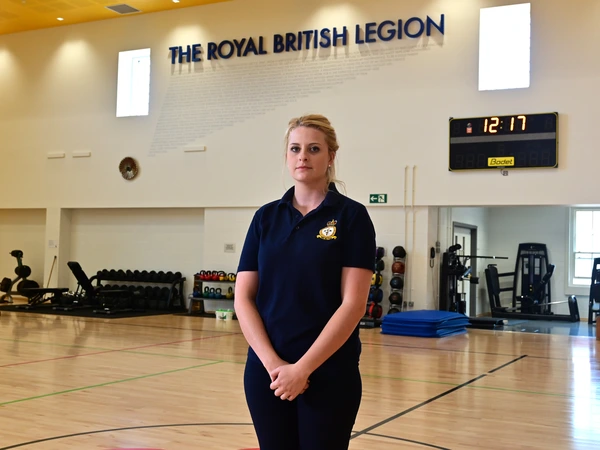 Sarah standing in the Royal British Legion gym