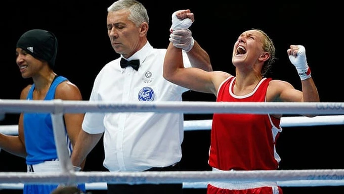 Alanna Nihell winning a boxing match.