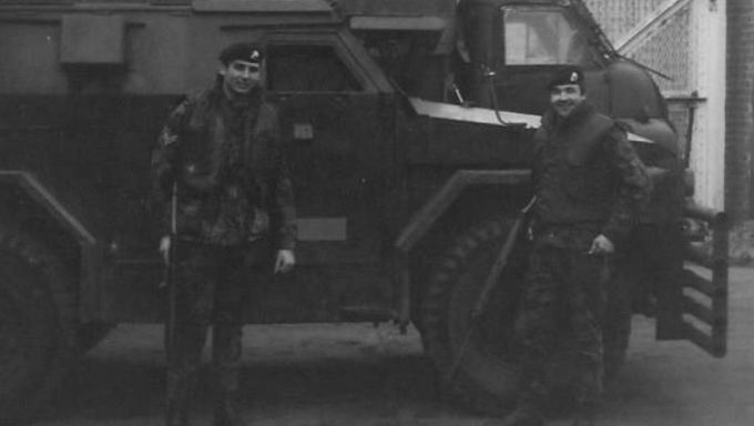 Stories_David_Sismey_and_colleague_in_Belfast Corporal David Sismey and colleague in Belfast