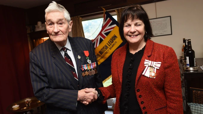 Des Lush being congratulated on his French_Medal of Honour Des Lush being congratulated on the award of his Légion d’honneur