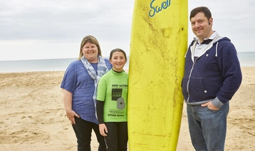 A Service family who took part in a surf lesson with Surf Action