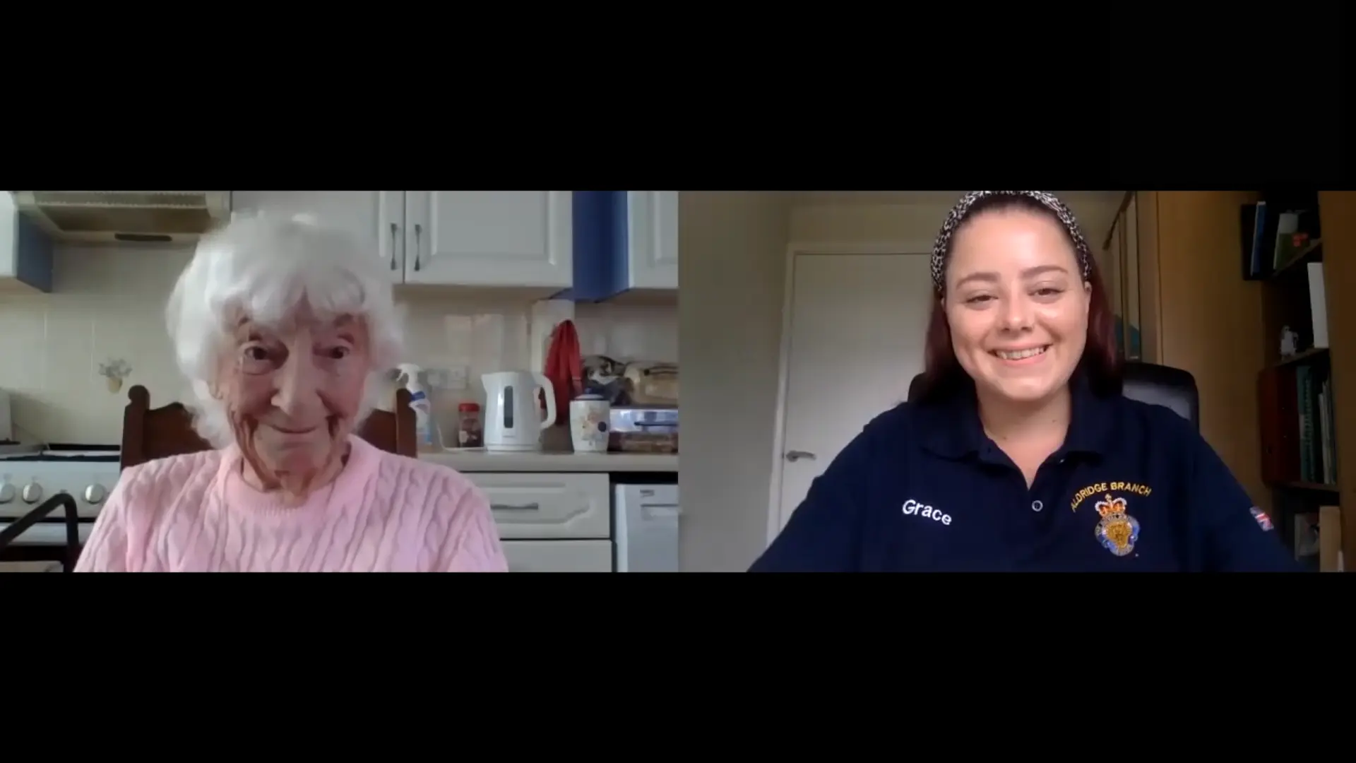 Ethel and Grace on a video call as part of the Legion's telephone buddy service