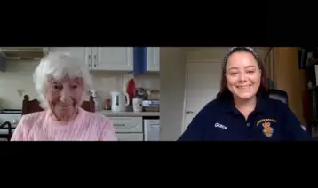 Ethel and Grace on a video call as part of the Legion's telephone buddy service