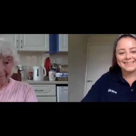 Ethel and Grace on a video call as part of the Legion's telephone buddy service