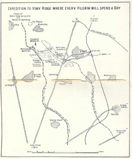 Expedition to Vimy Ridge where every pilgrim spent the day map Expedition to Vimy Ridge where every pilgrim spent the day map