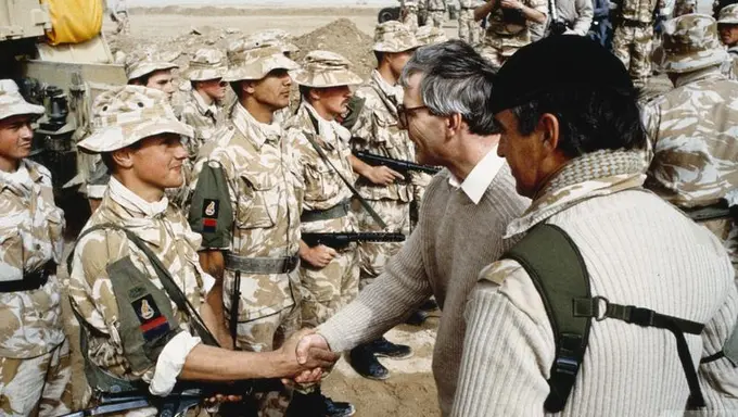 Prime Minister John Major meets troops