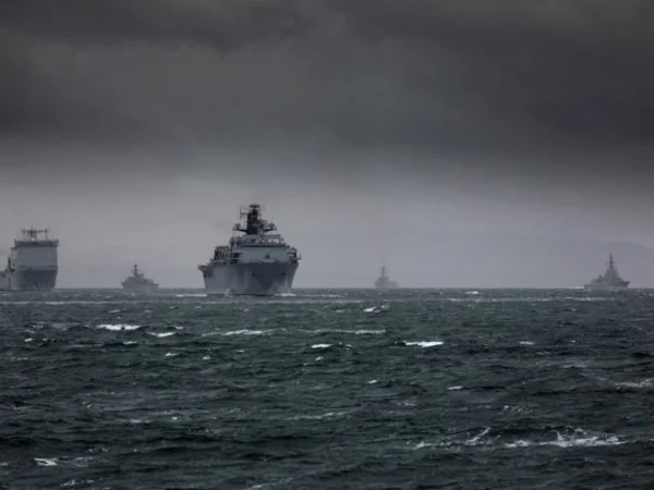 Royal navy ship at sea